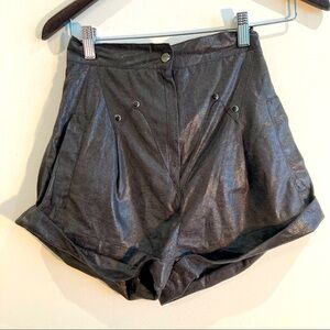 EVIL  TWIN Sz XS MinkPink High Rise Lined Studded Wet Look Soft Fabric Shorts